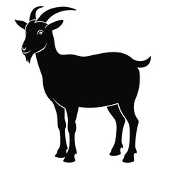Majestic goat silhouette standing proudly on a clean white background isolated on white background