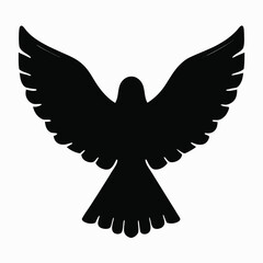 Black Bird Silhouette with Outstretched Wings flight