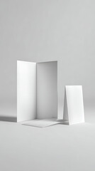 Blank white paper brochures and folded card display image
