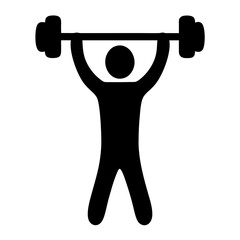 Simple Black Pictogram Illustration of a Person Lifting a Barbell Overhead