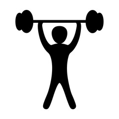 Silhouette of a weightlifter lifting a barbell overhead in a strong pose