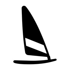 Silhouette of a windsurfing board with a sail, minimalist and modern