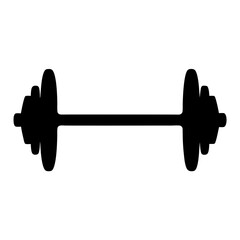 Silhouette of a dumbbell representing fitness, strength training and weightlifting.