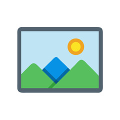 Fototapeta premium Flat design landscape inside frame depicting nature scene