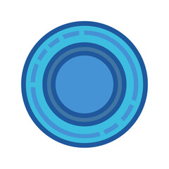 Blue circular pattern icon over a black background design