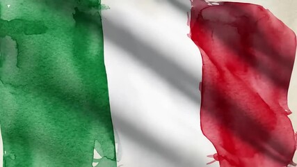 Watercolor Italian Flag Green, White, and Red in Motion - Powered by Adobe