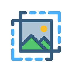 Fototapeta premium Image cropping tool interface with mountains and sun