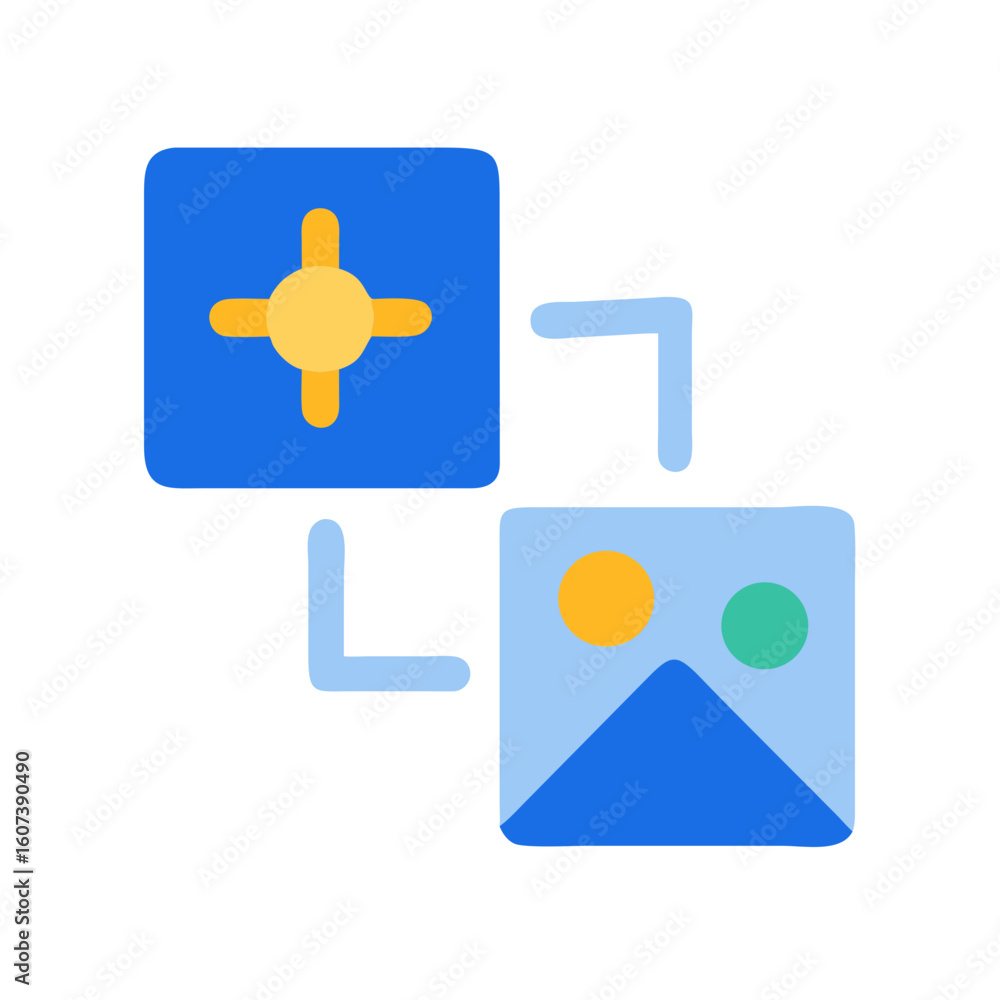 Aufkleber illustration of image modification with plus and image icon
