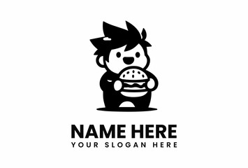 Cute Cartoon Character Holding a Delicious Burger.