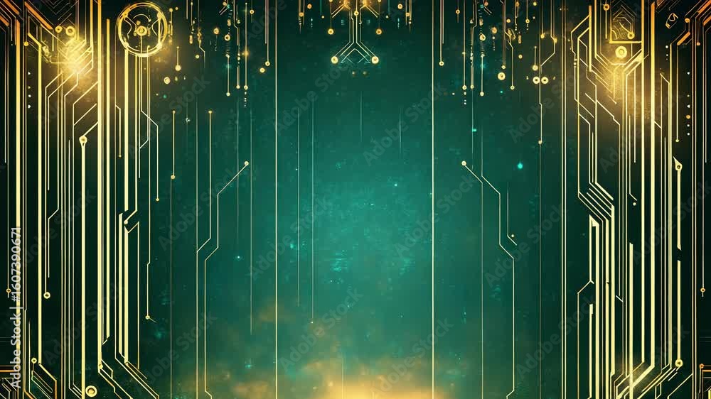 Aufkleber abstract digital circuit board with glowing lines and nodes, network background concept
