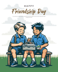 Celebrating the joy and warmth of true friendship in a colorful vector style