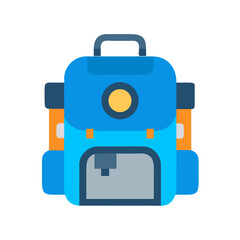 Blue backpack vector on black background in flat style