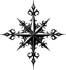 Ornate Compass Rose Tattoo design graphics