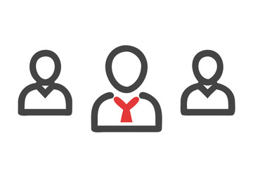 One person stands out from the crowd with a red tie in this simple graphic