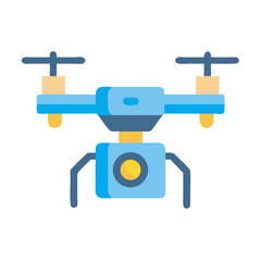 Blue flat style drone illustration on black background