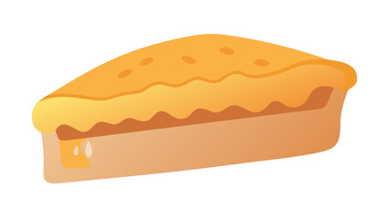 Delicious slice of golden honey cake with dripping glaze and a light brown crust