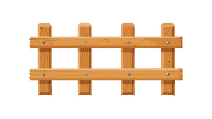 Simple wooden fence section with posts and horizontal rails on black background