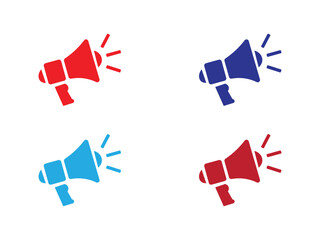 Four Black Megaphone Icons Against a White Background
