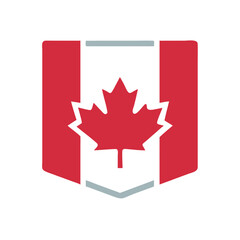 Stylized canadian flag emblem with maple leaf on a black background