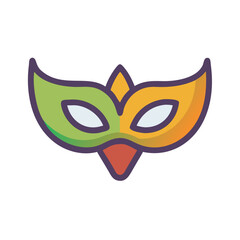 Vibrant mardi gras masquerade mask with green and orange hues