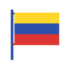 Simple flat design illustration of the national flag of colombia on a pole