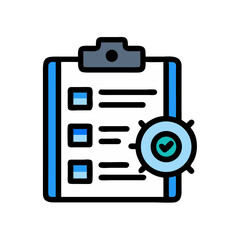 Fototapeta premium Completed Checklist with Checkmark and Light Blue Color Palette