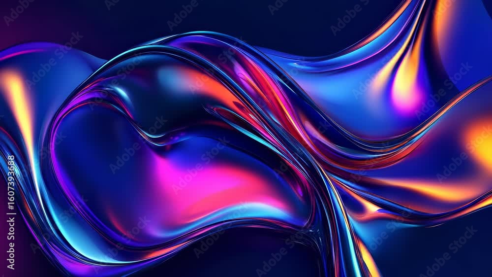 Aufkleber iridescent abstract wave: mesmerizing motion of colorful light and fluid forms