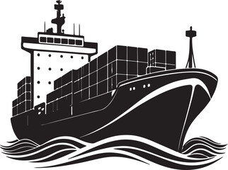 Silhouette of a ship sailing on the sea in vector style