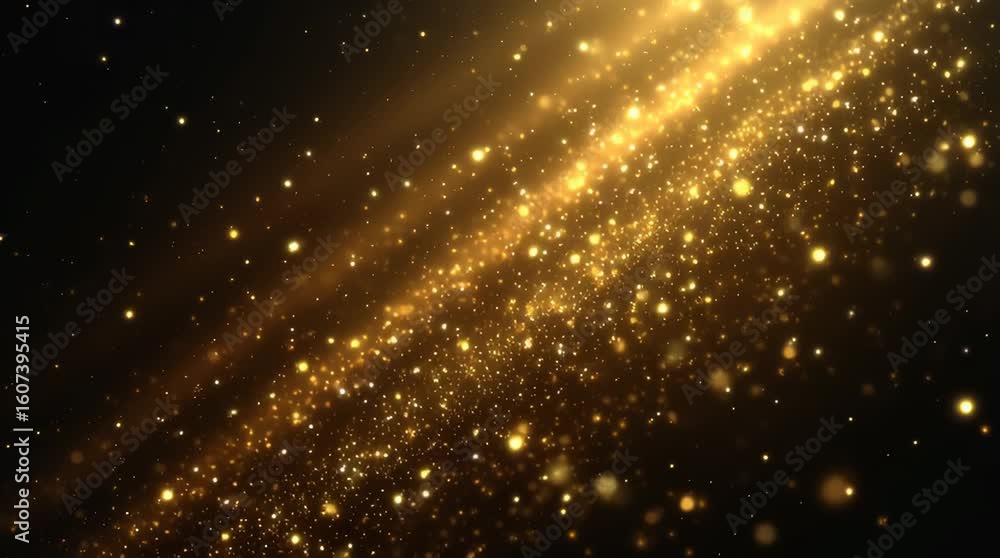Poster golden particle animation glowing light sparkling elegant effects creating magical festive atmospher