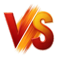 Bold versus symbol with fiery red and orange brush strokes isolated on transparent background