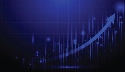 stock market chart with upward arrow isolated line on financial background, market investment trading and arrow graph vector illustration design.
