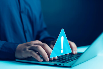 System hacked warning alert on laptop. error 404 alerts on a laptop, caution of spam in website...