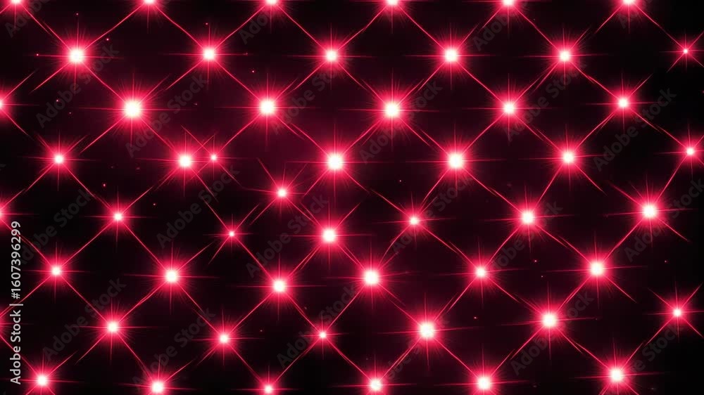 Poster abstract background of red glowing stars in a seamless diamond pattern animation