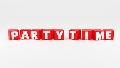 Bright red style Christmas mood sign Party time Modern Minimal New Year Concept- 3D render Illustration