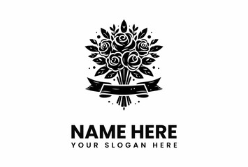 Elegant Black and White Rose Bouquet Design.