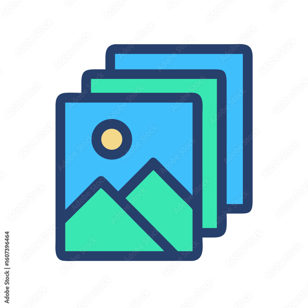 Poster flat vector design displaying layers of scenic landscape art