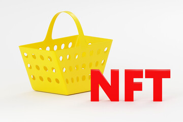 NFT non-fungible tokens concept. Investing cryptocurrencies in digital collections 3d illustration