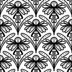 2507026 line floral scribble scallop pattern, motifs floral hand drawn, scribble style, scallop pattern, design for seamless floral pattern, printing, wrapping, background and craft