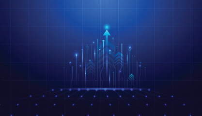 business arrow graph finance growth arrow up technology background. stock market investment arrow graph. vector illustration technology financial background.