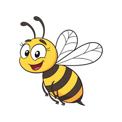 Cute Cartoon Bee – Smiling Flying Insect Vector Illustration
