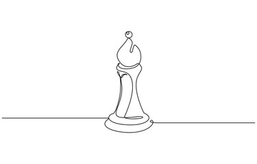Continuous one line drawing of bishop chess piece vector illustration. Editable outline