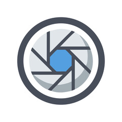 Camera lens diaphragm aperture graphic on black background illustration