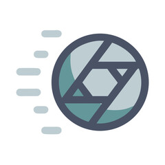 Lens aperture illustration in motion with black backdrop design