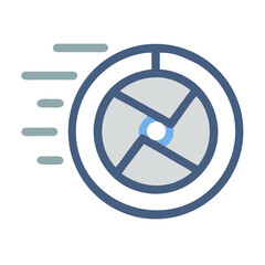 Stylized wheel illustration indicating speed on a black background