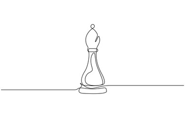 Continuous one line drawing of bishop chess piece vector illustration. Editable outline