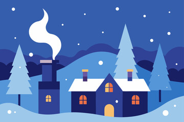 winter landscape with house