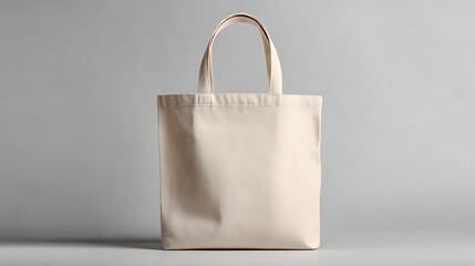 Plain cream canvas tote bag with handles fabric