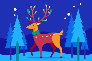 reindeer with christmas tree