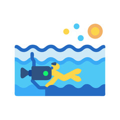 Underwater videographer swimming in a pool captures summer fun