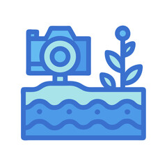 Camera taking photo of plant growth underground illustration design